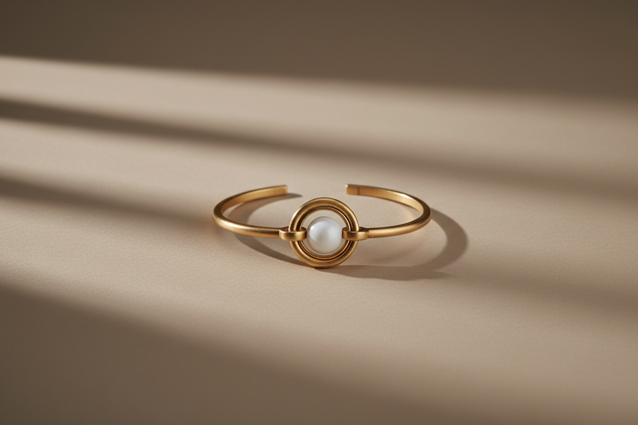 Minimalist bracelet with balanced composition and soft natural lighting, calm and refined high-end aesthetic