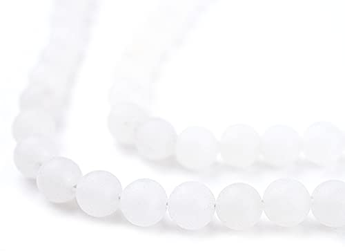 The Bead Chest Matte Round White Jade Beads (8mm): Organic Gemstone Round Spherical Energy Stone Healing Power Crystal for Jewelry Bracelet Mala Necklace Making - color: Matte White Jade, size: 8mm