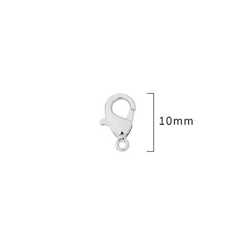 BEADIA Platinum Plated Lobster Clasps Non Tarnish 10mm 20pcs for Jewelry Making Findings - color: Lobster Clasps Platinum, size: 10mm