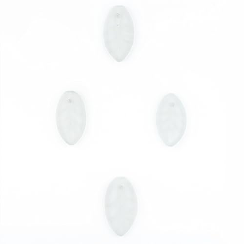 The Bead Chest Leaf Sea Glass Pendants, Frosted Matte Eco-Friendly Translucent Recycled Glass Charms for Jewelry & Necklace Making - color: Clear, size: Leaf