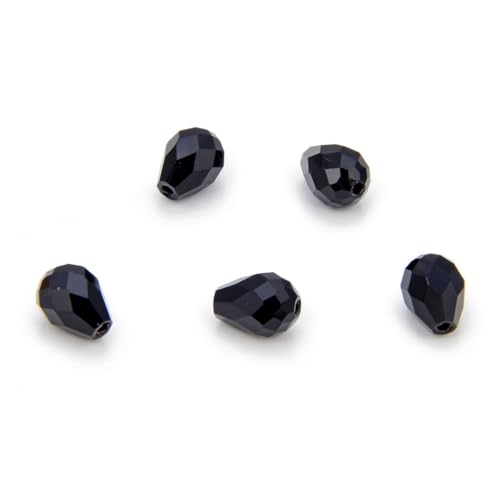 24pcs Adabele Austrian 8mm Faceted Teardrop Loose Crystal Beads Jet Black Compatible with 5500 Swarovski Crystals Preciosa SST-823 - color: Jet Black, size: 8mm x 6mm - 24pcs