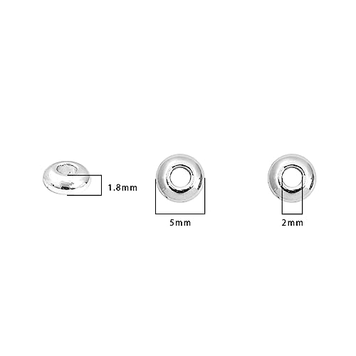 BEADIA Silver Plated Roudelle Spacer Beads 5x1.8mm 50pcs for Jewelry Making Findings Non Tarnish - color: Silver, size: 5x1.8mm Roudelle