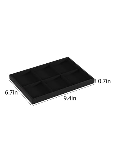 Drawer Jewelry Organizers And Storage,Velvet Bracelet And Ring Display Small Tray,Dresser Jewelry Drawer Organizer Inserts Containers,Earring And Necklace Holder Box (Black 6 Grids) - style: Black 6 Grids