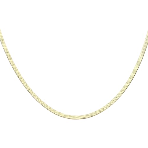 HARFINGTON Herringbone Necklaces Stainless Steel Snake Chain Necklace Adjustable Flat Chain for Women Jewelry Gift - color: Gold, size: 22" x 0.16"