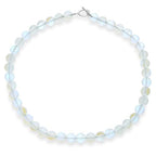 Simple Classic Hand Knotted Created Semi Precious Gemstone Round Ball 10MM Bead Strand Choker Collarbone Necklace Western Jewelry For Women Toggle Clasp 15 17 19 Inch - color: Created Moonstone