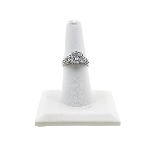 Novel Box White Leatherette Jewelry Ring Finger Display Stand 2.12x2.12x2.37 Inches with Square Base - Ring Holder Organizer Stand for Selling or Personal Use - Display Stands for Rings - color: Single Ring Finger, size: White Leatherette