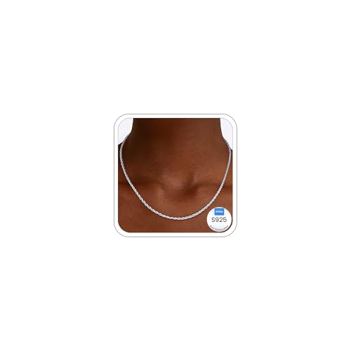 2mm Rope Chain 925 Sterling Silver Chain Necklace for Women, 14K Gold Plated Chains for Women Durable & Smooth Women's Chains Necklace, 16 18 20 22 24 26 Inch - color: 925 Sterling Silver, size: 26 Inches