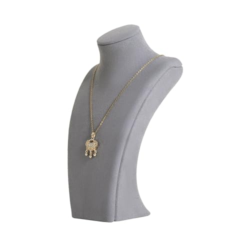 GemeShou Grey necklace storage organizer for sale, Velvet necklace holder stand, jewelry bust display stands, Jewelry Mannequin for Countertop, Showcase【Grey-Small height 7.68 inch】 - color: Grey, size: Small