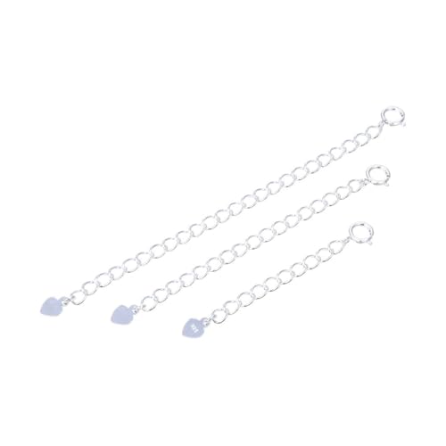 2pcs Adabele Authentic 925 Sterling Silver Jewelry Making Chain Extender with Cute Heart Drop Strong Removable Adjustable 5 inch Extension for Necklace Anklet Bracelet SS301-5 - color: Silver, size: 5 inch - 2pcs