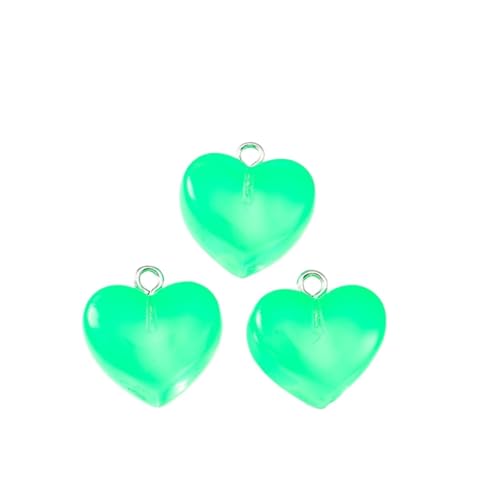 Beaded Jewelry 20pcs Pastel Resin Heart Pendant Jewellery Making Accessories Suitable for Earrings and Necklaces DIY Craft Materials(Green Color) - color: Green Color