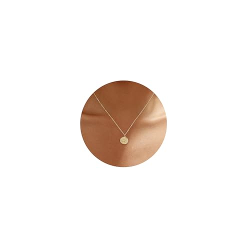 Tasiso Gold Pendant Necklace for Women 14K Gold Plated Coin CZ Pendant Necklace Adjustable Chain Disc Round Dainty Charm Necklace Trendy Jewelry Gift - style: Fire