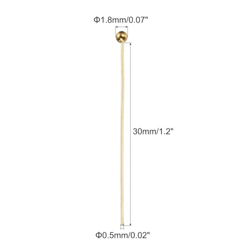 PATIKIL 100Pcs Rose Gold Ball Head Pins Jewelry Making 24 Gauge 30mm Wire Head Pins Brass Round Ball Head Pins Metal End Head Pins for DIY Craft Necklaces Bracelets Earrings - color: Rose Gold, size: 30mm