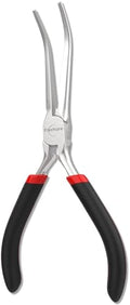 6" Long Needle Nose Pliers Bent 45° - Mini Jewelry Plier for Wire Wrapping, Handmade Craft, Non-Serrated with insulated Comfort Grip
