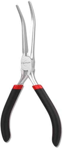 6" Long Needle Nose Pliers Bent 45° - Mini Jewelry Plier for Wire Wrapping, Handmade Craft, Non-Serrated with insulated Comfort Grip