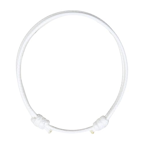 Luck Strings Adjustable Wax Nylon Cord Bracelet for Men Women Adult - Vegan Leather String | Unisex Waterproof Nautical & Surfer Style Friendship Gift, Minimalist - color: White