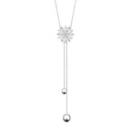 DAOCHONG Long Necklace S925 Sterling Silver Tassel Round Ball Necklace for Women,Snowflake Long Necklace Silver Jewelry Christmas New Year Holiday Gifts for Women Her (Chain adjustable) - style: Snowflake Necklace