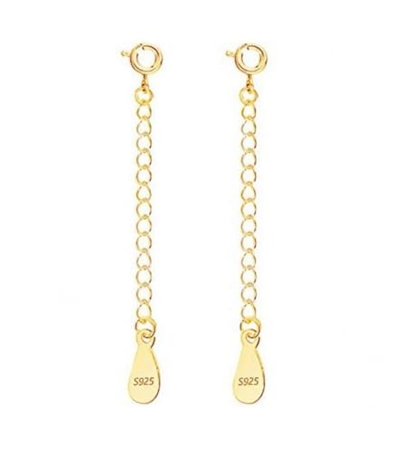 2pcs Adabele Real Yellow Gold Plated Sterling Silver Cable Chain Extender Clasp Strong Removable Adjustable 2 inch Raindrop Chain Extension for Necklace Bracelet Anklet Jewelry Making SS309-2 - color: Gold, size: 2 inch - 2pcs
