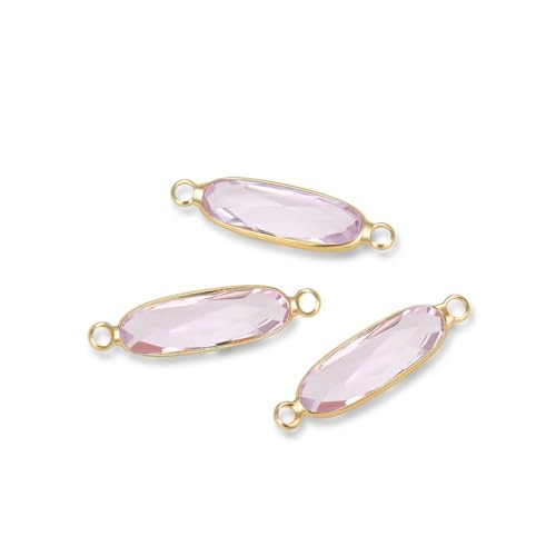 5pcs Adabele Grade A October Pink Birthstone Connector Link 21mm Rectangle Bar 18K Yellow Gold Plated Crystal Rhinestone Bead for DIY Craft Jewelry Making CCP9-G10 - color: October/Pink - Gold Plated, size: 21mm (0.83") - 5pcs