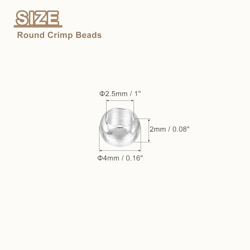 uxcell 200Pcs Round Crimp Beads, 4mm Metal Spacer Loose Beads Metal Clamp Ends Tiny Stoppers Bead for Bracelet Jewelry Making Craft DIY, Silver - color: Silver, size: 4mm