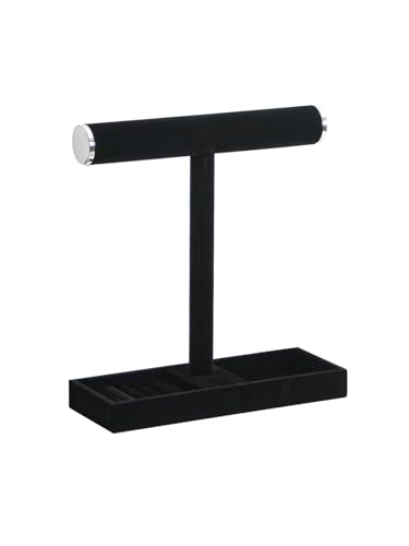 Multi-Use Jewelry Holder Stand, Necklace Bracelet Ring Organizer Stand, Scrunchie Watches Velvet Jewelry Holder Stand With Tray for Women Girls Home Use(Black with Lid) - color: Black+Lid