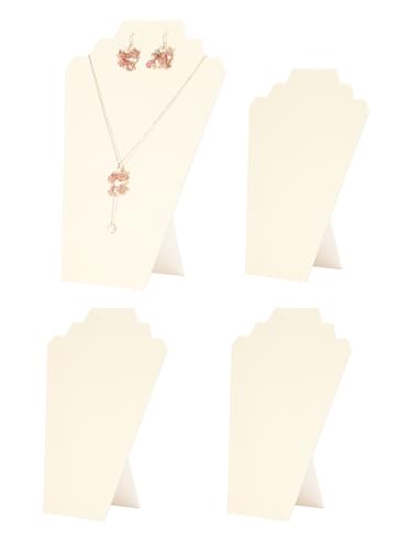 Coward 4Pcs/Set Beige Necklace Earring Jewelry Set Display Stand, Foldable Velvet Necklace Bust Easel Chain Necklace Holder Organizer Rack for Home or Store Show - color: Beige