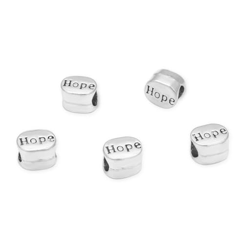 20pcs Hope Bead Large Hole Loose Beads (4.5mm Hole) Antique Silver Metal Spacer for DIY Craft Jewelry Making MEC-C3 - size: Hope Bead