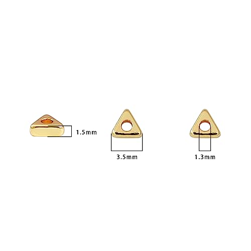BEADIA 14K Gold Plated Triangle Spacer Beads 3.5x1.5mm 50pcs for Jewelry Making Findings Non Tarnish - color: 14K Gold, size: 3.5x1.5mm Triangle