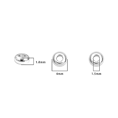 BEADIA Silver Plated Roudelle Spacer Beads 4x1.8mm 50pcs for Jewelry Making Findings Non Tarnish - color: Silver, size: 4x1.8mm Roudelle
