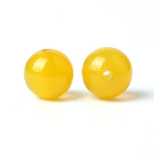 100Pcs Natural Stone 6mm Yellow Agate Round Loose Gemstone Energy Healing Beads Hole Size 1mm DIY Smooth Beads for Bracelet Necklace Earrings Jewelry Making - color: Yellow Agate, size: 6mm