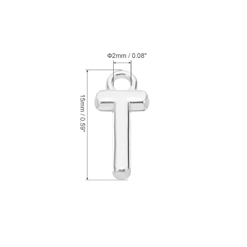 PATIKIL Letter Charm, 50pcs Alphabet Initial Pendant Charm Bulk DIY for Jewelry Making Bracelets Earrings Necklace - style: T