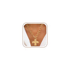 CHESKY 14K Gold Plated Chunky Necklace for Women, Trendy Paperclip Chain Necklace Thick Cross Heart Pendant Necklace Layered Herringbone Cuban Link Chain Toggle Necklaces Non Tarnish Jewelry - color: gold, style: cross