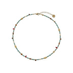 Handmade Natural Gemstone Beaded Necklace for Women, Cultured Freshwater Pearl Choker with Adjustable Extension Chain, Boho Healing Crystal Jewelry Collection - color: a green