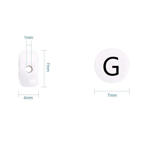 Amaney 100pcs G Letter Beads 7x4mm White Round Acrylic Black Alphabet for Bracelet Jewelry Making - color: G