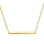 Horizontal Bar Necklace for Women, Sterling Silver or 14K Gold Plated Silver, Minimalist, CZ Diamond, Dainty Bar Pendant - Unique Jewelry Gift - style: Minimalist - Gold