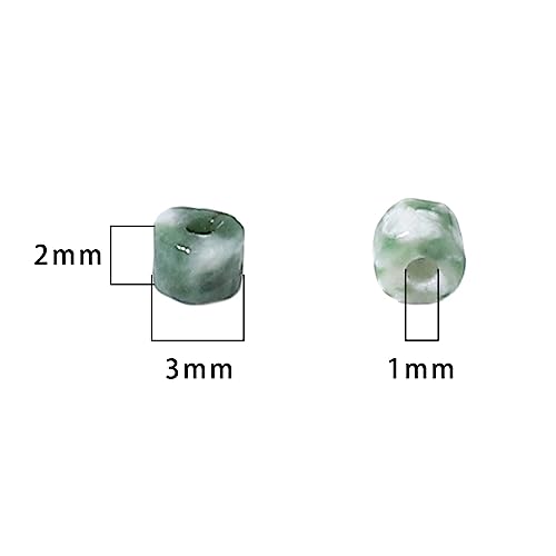 BEADIA Natural African Jade Short Cylinder Beads 2x3mm 155pcs Tube Loose Semi Gemstone Beads for Jewelry Making Design - color: African Jade