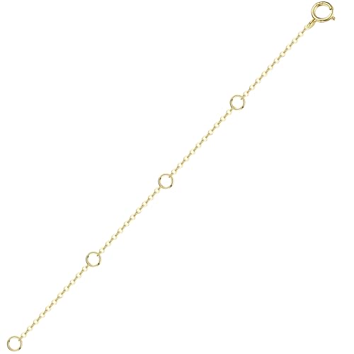 14K Solid Gold Necklace Extender Real Bracelet Extender 2 3 4 Inch Durable Adjustable Chain Gold Anklets Extension for Women 2" 3" 4" (14K Yellow Gold-4 IN) - color: 14K Yellow Gold-4 IN