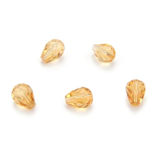 24pcs Adabele Austrian 8mm Faceted Teardrop Loose Crystal Beads Golden Yellow Champagne Compatible with 5500 Swarovski Crystals Preciosa SST-828 - color: Gold Champagne, size: 8mm x 6mm - 24pcs