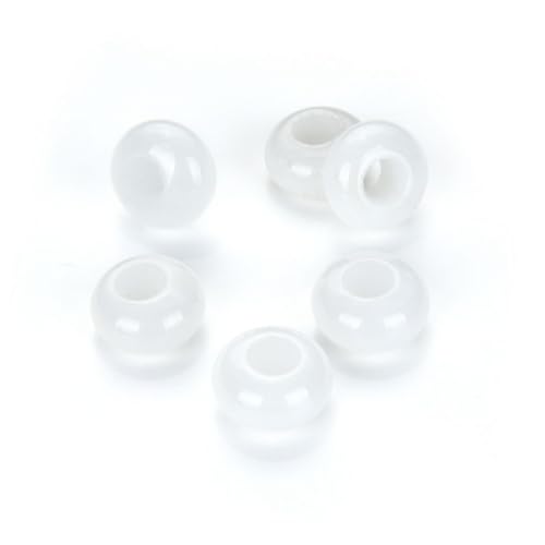 Adabele 10pcs Natural White Jade Gemstone 8x14mm Donut Rondelle Beads Large Hole ID 5.6mm for DIY Craft Jewelry Making GW-A4 - color: White Jade, size: 14mm x 8mm - 10pcs