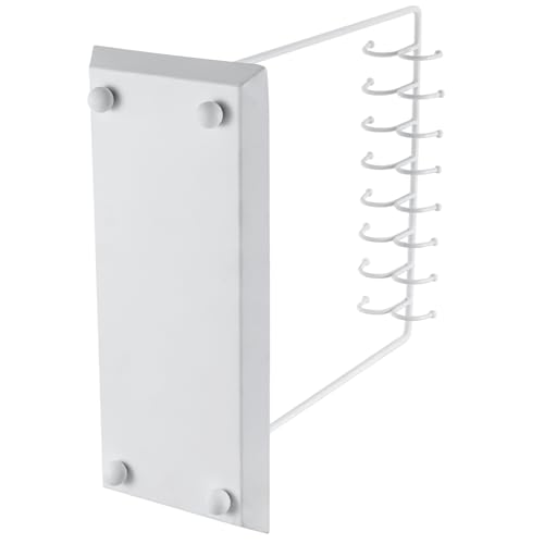 MyGift White Metal Jewelry Organizer Stand for Necklaces with 20 Hooks and Ring Tray - color: White