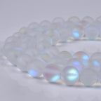 48PCS 8mm Natural Mystic Aura Quartz Gemstone Frosted Matte Titanium Opalite White Rainbow Round Loose Beads 15 inch Full Strand - color: White Mystic Aura, size: 8mm