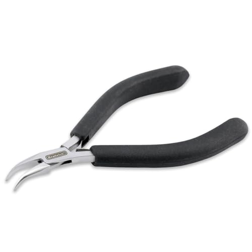 Beadalon Designer Series Slim Bent Chain Nose Pliers, Black Vinyl-Free Grips, Stainless Steel, Box Joint, Double Leaf Springs, 5.75 in - color: Black, style: Bent Chain Nose, Black