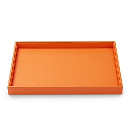 Oirlv Luxury Orange Leather Jewelry Tray Stackable Flat Jewelry Drawer Organizer Earrings Rings Bracelets Storage - color: Orange, size: Flat Tray