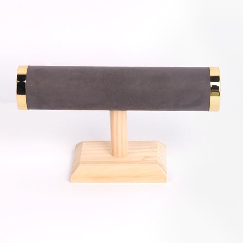 Jewelry Display Stand T Bar Bracelet Holder for Countertop, Watch and Bangle Organizer for Home Dresser Retail Store Showcase - color: Dark Gray Suede