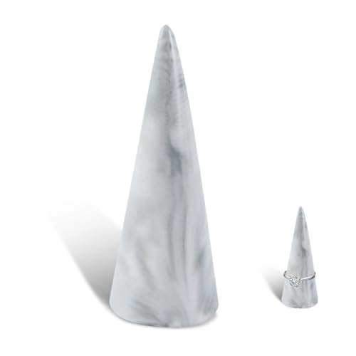 Marble Ring Stand for Nightstand Table Cute Jewelry Holder for Men Wedding Ring Display Stand for Kitchen Dish for Bathroom Sink Single Cone Tower Shape Mens Decorative Jewelry Holders
