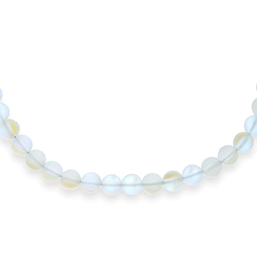Simple Classic Hand Knotted Created Semi Precious Gemstone Round Ball 10MM Bead Strand Choker Collarbone Necklace Western Jewelry For Women Toggle Clasp 15 17 19 Inch - color: Created Moonstone