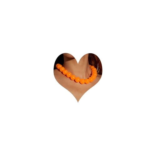 Chunky Acrylic Resin Beaded Necklace for Women Colorful Large Round Choker Adjustable Stack Acrylic Beads Necklace Resin Summer Party Jewelry - style: Orange