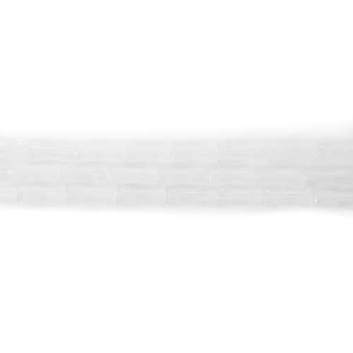 5x12mm Natural White Jade Stone Bamboo Shape Gem Healing Energy Loose Spacer Beads for DIY Necklace Bracelet Earring - color: White Jade