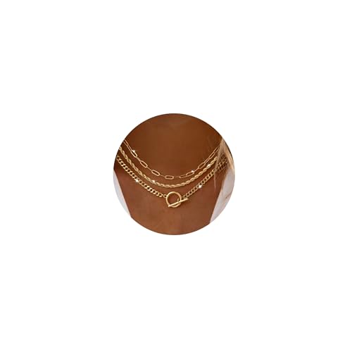 Carffordo Gold Plated Necklaces for Women - Dainty Layered 14K Gold Plated Stack Paperclip Rope Cuban Toggle Link Chain Choker Necklace Set Chunky Trendy Jewelry Gift - style: Layered-Necklace