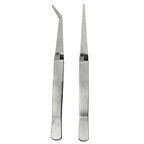 Cross Lock Tweezer 2PCS 125 mm / 4.9 inch Stainless Steel Bent and Straight Tip Cross-Locking Tweezers for Jewelry Making Repair