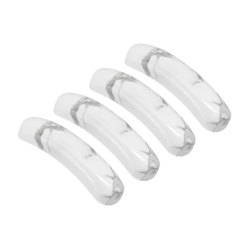 PATIKIL 4 Pcs Natural Stone, 36 x 10 mm Natural Curved Clear Quartz Stone Crystal Handmade Jade Flat Beads for DIY Crafting, Natural White Pine - color: Natural White Pine